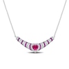 6.0mm Heart-Shaped Lab-Created Ruby and White Sapphire Ripple Necklace in Sterling Silver - 17"