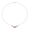 Thumbnail Image 2 of 6.0mm Heart-Shaped Lab-Created Ruby and White Sapphire Ripple Necklace in Sterling Silver - 17"