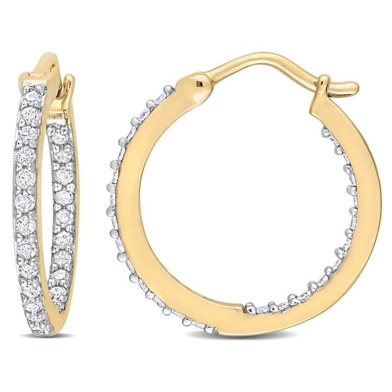 0.48 CT. T.W. Diamond Inside-Out Hoop Earrings in 10K Gold|Peoples Jewellers