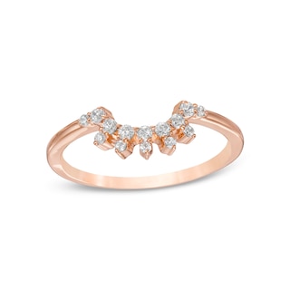 0.145 CT. T.W. Diamond Sunburst Contour Anniversary Band in 10K Rose Gold