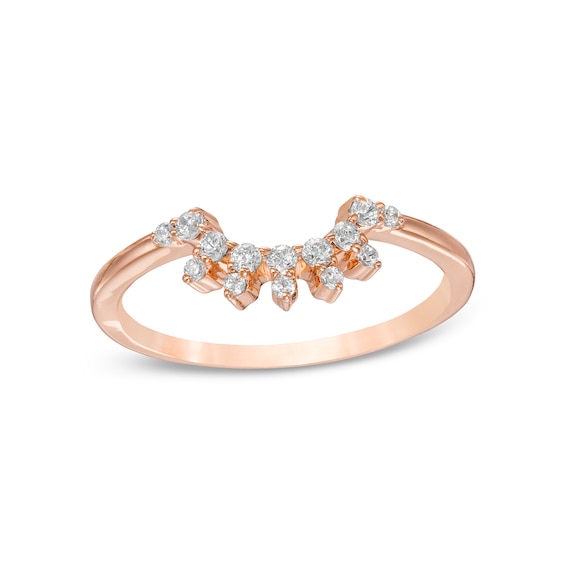 0.145 CT. T.W. Diamond Sunburst Contour Anniversary Band in 10K Rose Gold