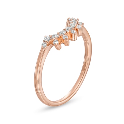 0.145 CT. T.W. Diamond Sunburst Contour Anniversary Band in 10K Rose Gold