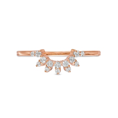 0.145 CT. T.W. Diamond Sunburst Contour Anniversary Band in 10K Rose Gold