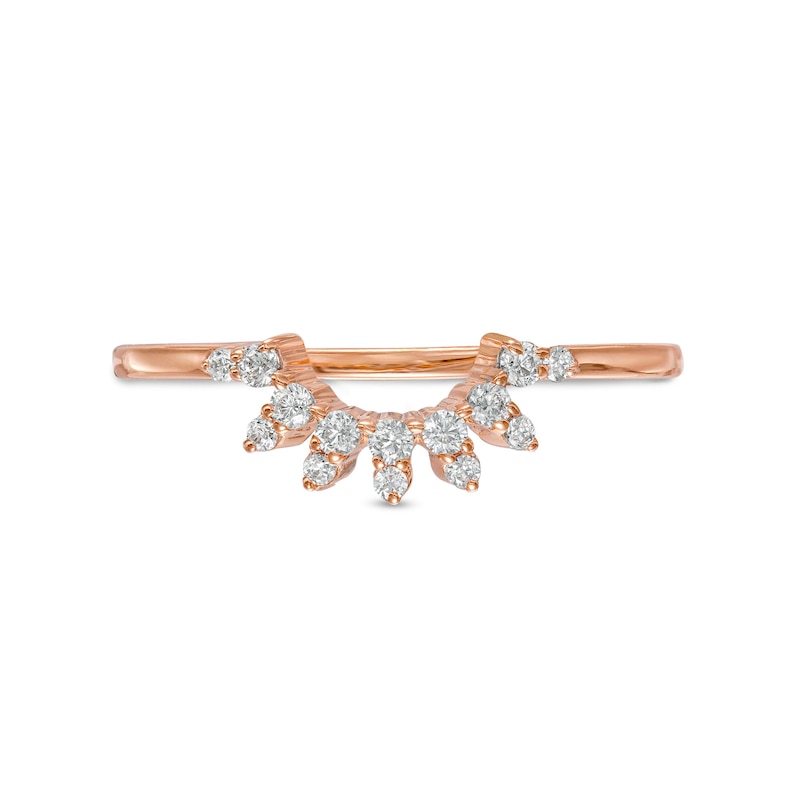0.145 CT. T.W. Diamond Sunburst Contour Anniversary Band in 10K Rose Gold|Peoples Jewellers