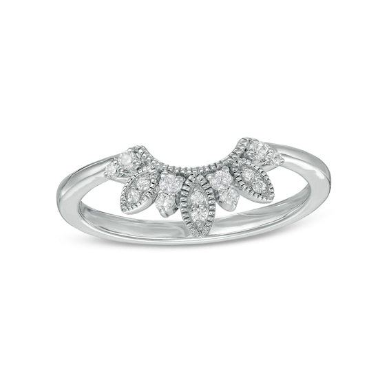 0.085 CT. T.W. Diamond Marquise-Shaped Frame Tiara Contour Anniversary Band in Sterling Silver