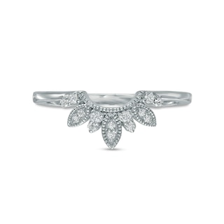 0.085 CT. T.W. Diamond Marquise-Shaped Frame Tiara Contour Anniversary Band in Sterling Silver