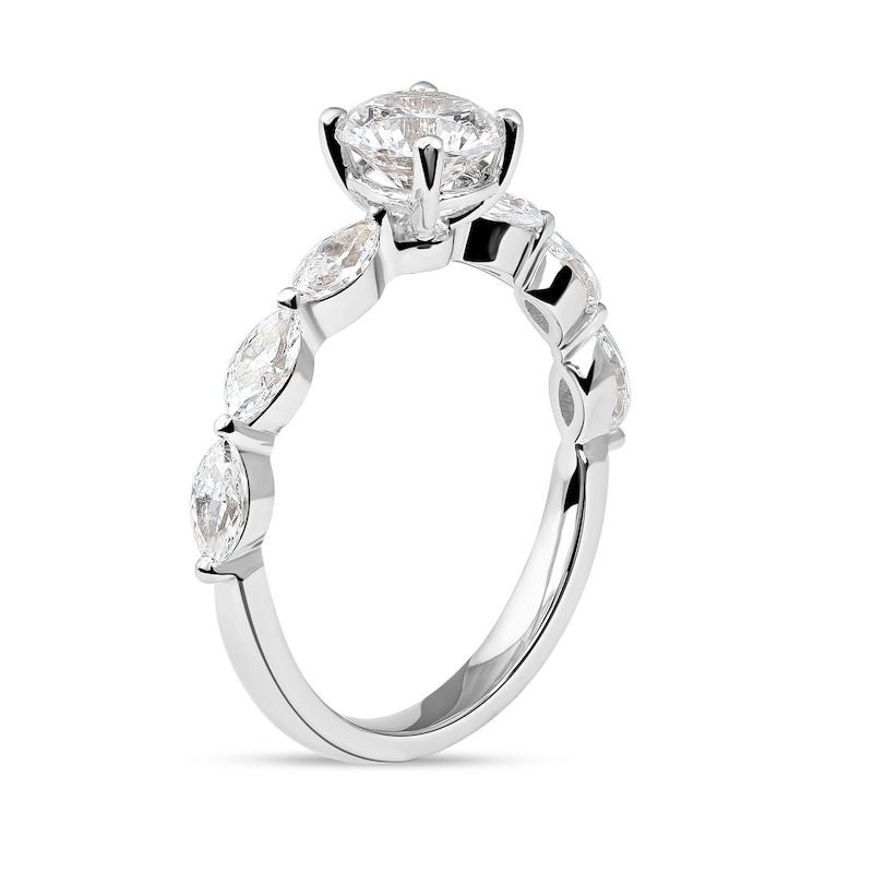 1.60 CT. T.W.  Round and Marquise Diamond Engagement Ring in 14K White Gold