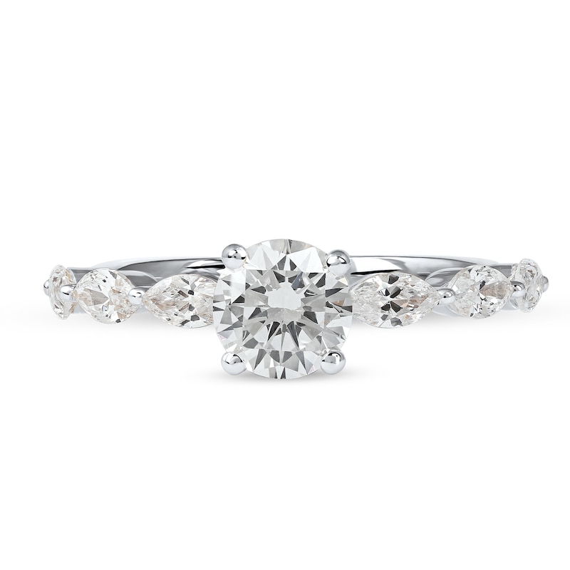 1.60 CT. T.W.  Round and Marquise Diamond Engagement Ring in 14K White Gold