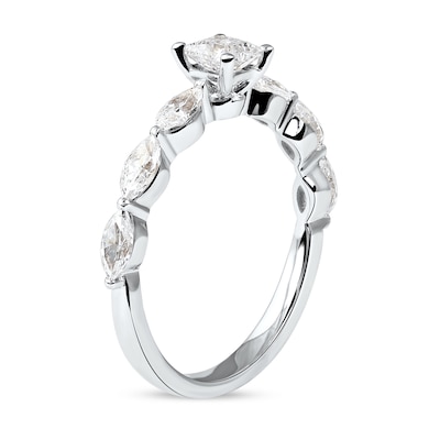 1.60 CT. T.W. Princess-Cut and Marquise Diamond Engagement Ring in 14K White Gold