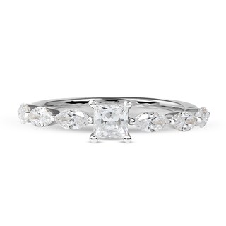 1.60 CT. T.W. Princess-Cut and Marquise Diamond Engagement Ring in 14K White Gold