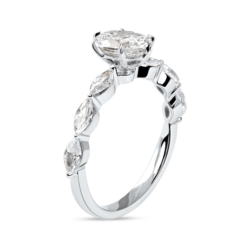 1.60 CT. T.W. Oval and Marquise Diamond Engagement Ring in 14K Gold|Peoples Jewellers