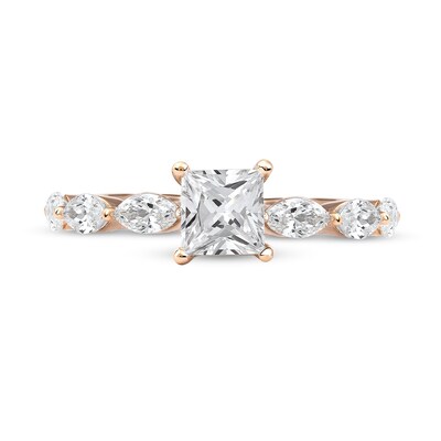 CT. T.W. Princess-Cut and Marquise Diamond Engagement Ring in 14K Rose Gold