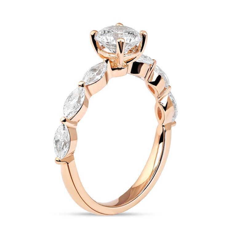 1.60 CT. T.W. Round and Marquise Diamond Engagement Ring in 14K Rose Gold|Peoples Jewellers