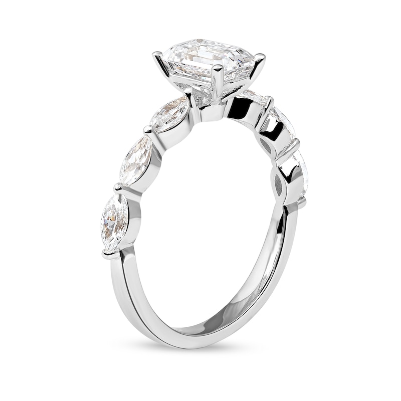 Main Image 2 of 1.60 CT. T.W. Emerald-Cut and Marquise Diamond Engagement Ring in 14K White Gold