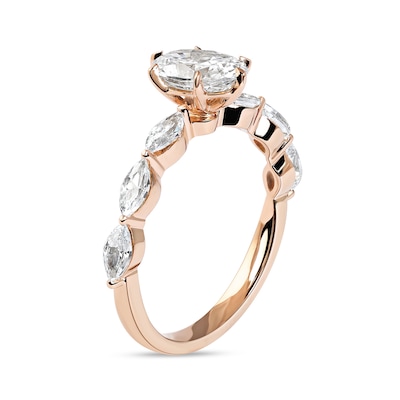 1.60 CT. T.W. Oval and Marquise Diamond Engagement Ring in 14K Rose Gold