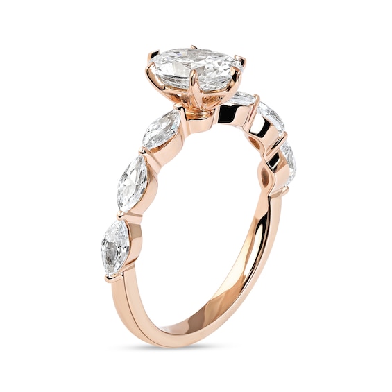 1.60 CT. T.W. Oval and Marquise Diamond Engagement Ring in 14K Rose Gold