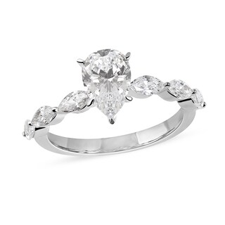 1.60 CT. T.W. Pear-Shaped and Marquise Diamond Engagement Ring in 14K Gold