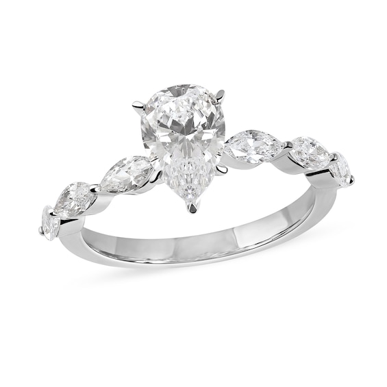 1.60 CT. T.W. Pear-Shaped and Marquise Diamond Engagement Ring in 14K Gold