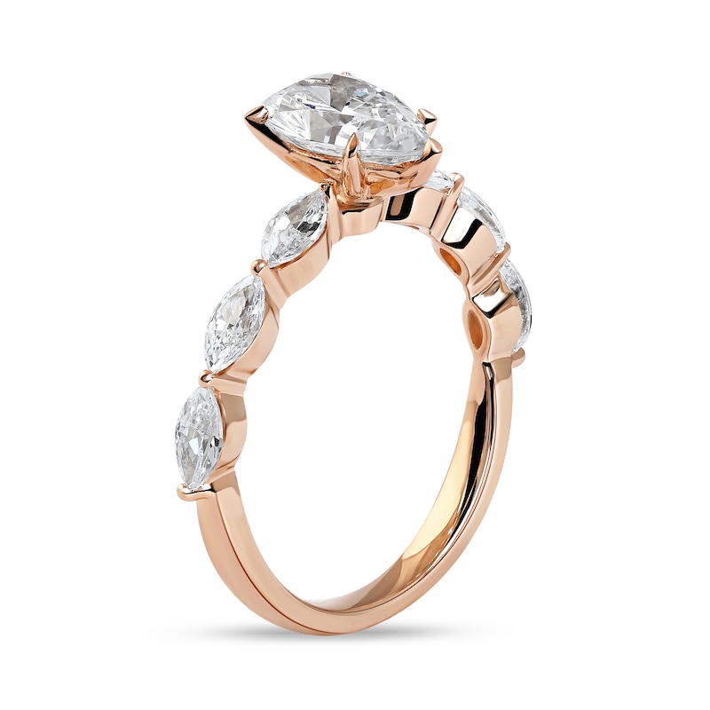 1.60 CT. T.W. Pear-Shaped and Marquise Diamond Engagement Ring in 14K Rose Gold|Peoples Jewellers
