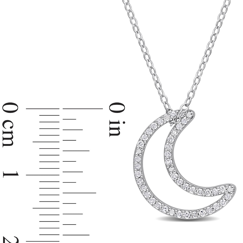 0.20 CT. T.W. Diamond Crescent Moon Outline Pendant in Sterling Silver