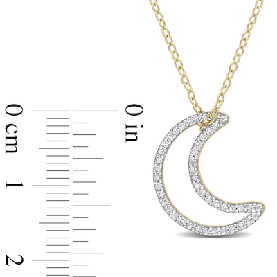 0.20 CT. T.W. Diamond Crescent Moon Outline Pendant in Sterling Silver with Yellow Rhodium Plate