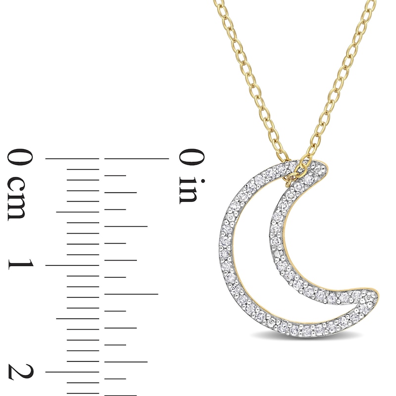 0.20 CT. T.W. Diamond Crescent Moon Outline Pendant in Sterling Silver with Yellow Rhodium Plate|Peoples Jewellers