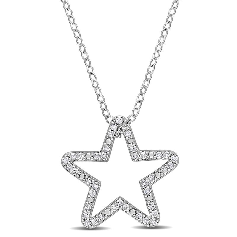 0.20 CT. T.W. Diamond Star Outline Pendant in Sterling Silver|Peoples Jewellers