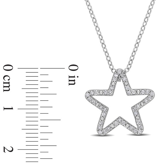 0.20 CT. T.W. Diamond Star Outline Pendant in Sterling Silver