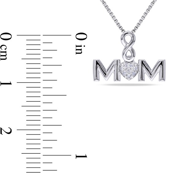 Composite Diamond Accent Infinity Heart "MOM" Pendant in Sterling Silver