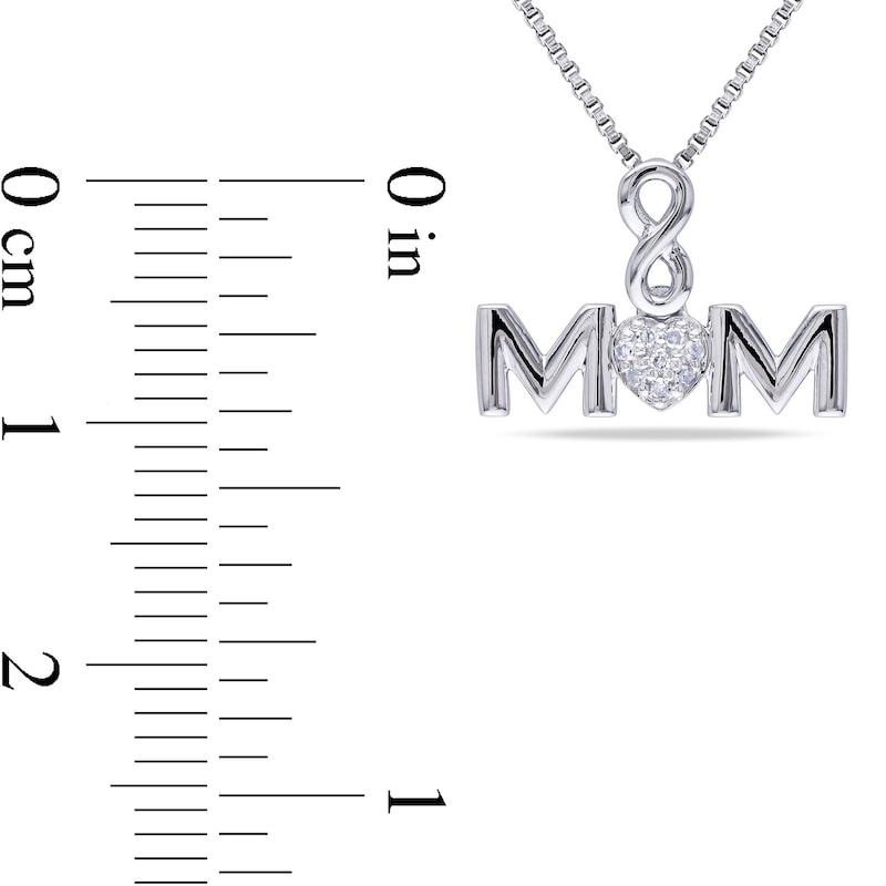 Composite Diamond Accent Infinity Heart "MOM" Pendant in Sterling Silver