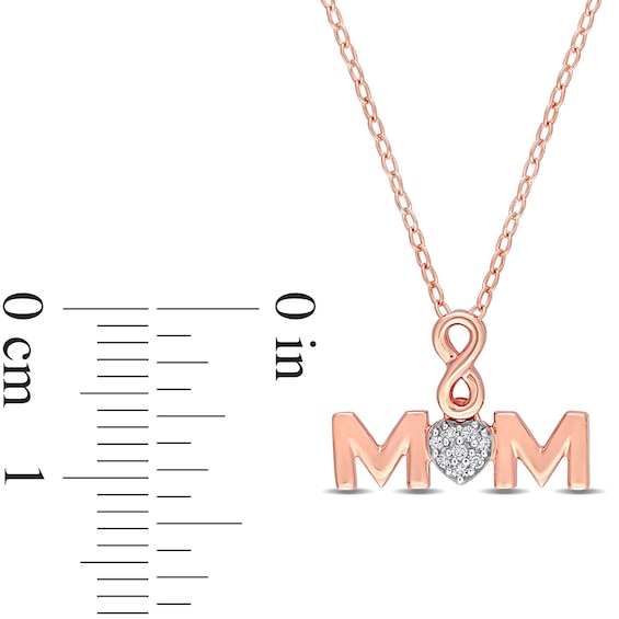 Composite Diamond Accent Infinity Heart "MOM" Pendant in Sterling Silver with Rose Rhodium Plate