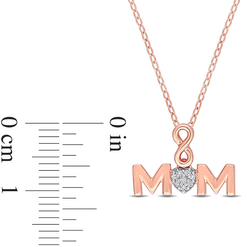 Composite Diamond Accent Infinity Heart "MOM" Pendant in Sterling Silver with Rose Rhodium Plate