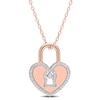 0.18 CT. T.W. Diamond Heart-Shaped Lock Pendant in Sterling Silver with Rose Rhodium Plate