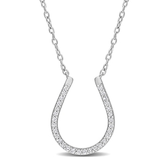 0.15 CT. T.W. Diamond Horseshoe Necklace in Sterling Silver