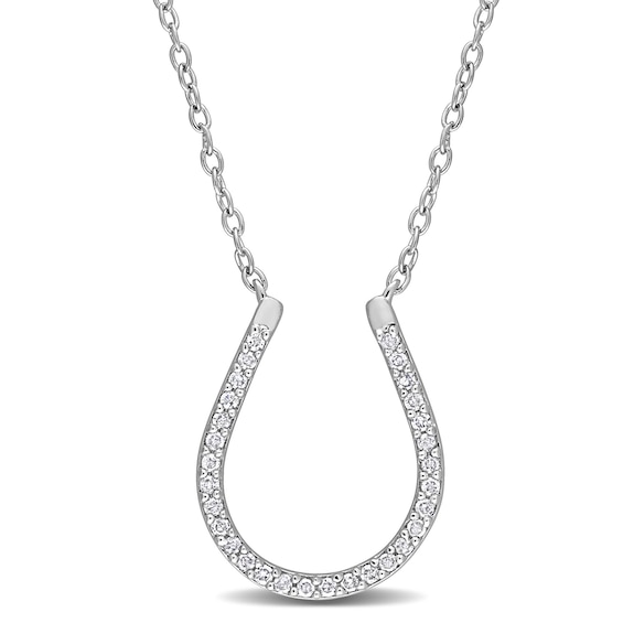 0.15 CT. T.W. Diamond Horseshoe Necklace in Sterling Silver