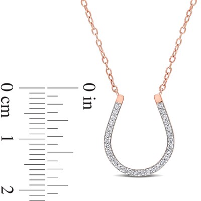 0.15 CT. T.W. Diamond Horseshoe Necklace in Sterling Silver with Rose Rhodium Plate