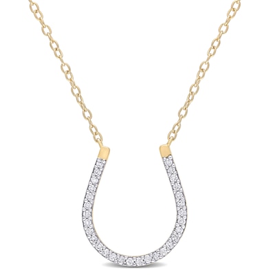 0.15 CT. T.W. Diamond Horseshoe Necklace in Sterling Silver with Yellow Rhodium Plate