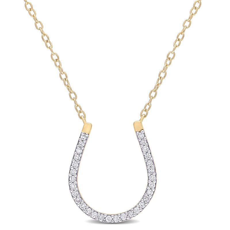 0.15 CT. T.W. Diamond Horseshoe Necklace in Sterling Silver with Yellow Rhodium Plate