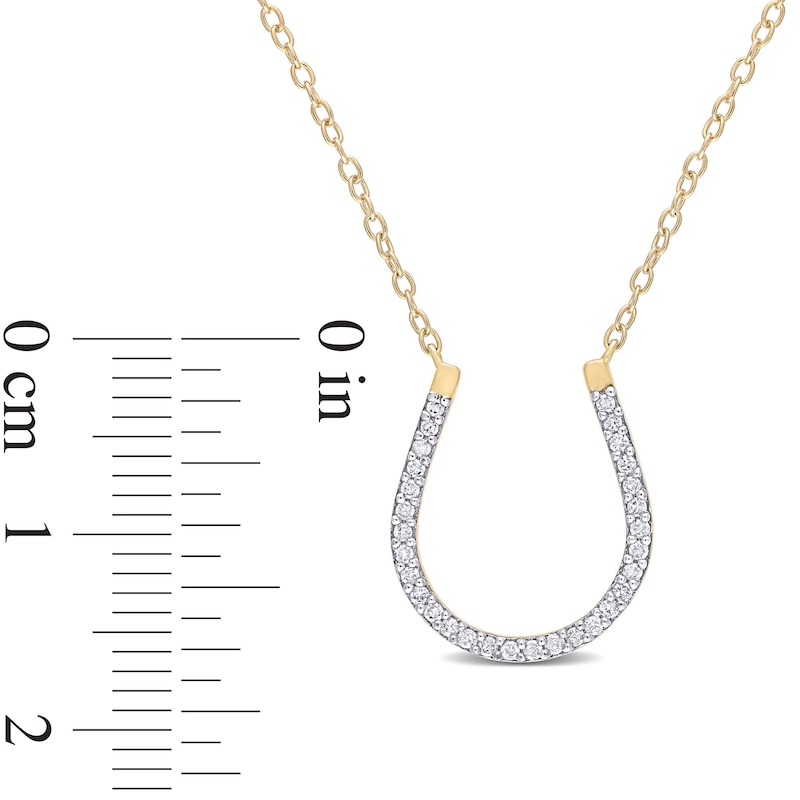 0.15 CT. T.W. Diamond Horseshoe Necklace in Sterling Silver with Yellow Rhodium Plate