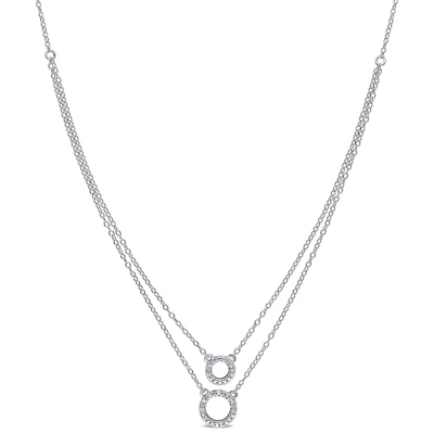 0.04 CT. T.W. Diamond Double Strand Layered Circle Necklace in Sterling Silver - 19"