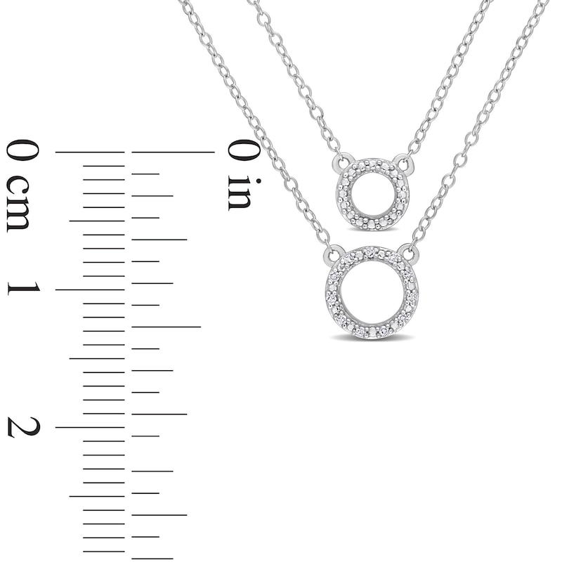 0.04 CT. T.W. Diamond Double Strand Layered Circle Necklace in Sterling Silver - 19"|Peoples Jewellers