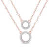 0.04 CT. T.W. Diamond Double Strand Layered Circle Necklace in Sterling Silver with Rose Rhodium Plate - 19"