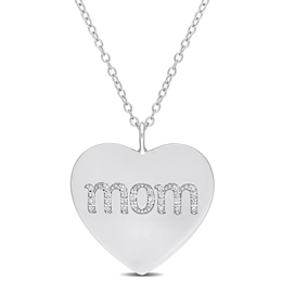 0.09 CT. T.W. Diamond &quot;mom&quot; Heart Pendant in Sterling Silver