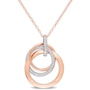 0.21 CT. T.W. Diamond Interlocking Circles Trio Pendant in Sterling Silver with Rose Rhodium Plate