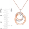 0.21 CT. T.W. Diamond Interlocking Circles Trio Pendant in Sterling Silver with Rose Rhodium Plate