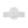 Thumbnail Image 2 of 0.95 CT. T.W. Baguette and Round Diamond Sunburst Frame Bridal Set in 10K White Gold