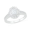 Thumbnail Image 4 of 0.95 CT. T.W. Baguette and Round Diamond Sunburst Frame Bridal Set in 10K White Gold