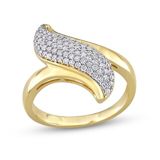 0.36 CT. T.W. Diamond Bypass Ring in Sterling Silver with Yellow Rhodium Plate