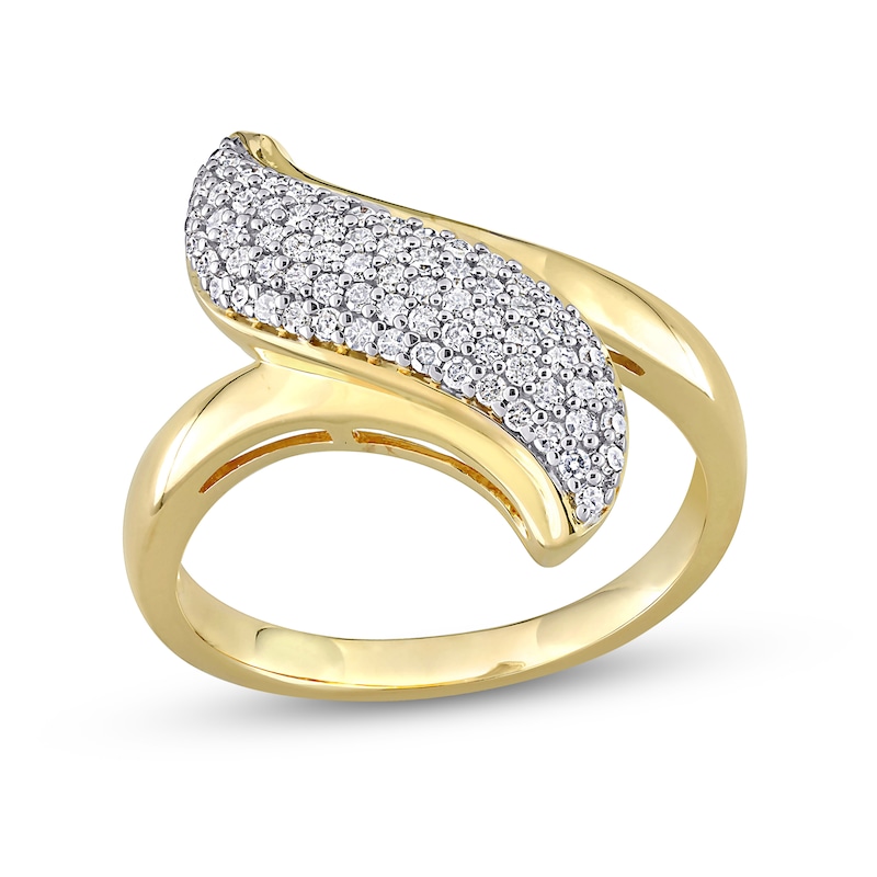 0.36 CT. T.W. Diamond Bypass Ring in Sterling Silver with Yellow Rhodium Plate|Peoples Jewellers
