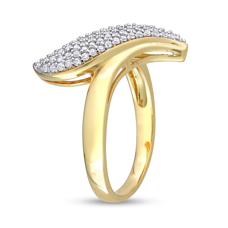 0.36 CT. T.W. Diamond Bypass Ring in Sterling Silver with Yellow Rhodium Plate|Peoples Jewellers